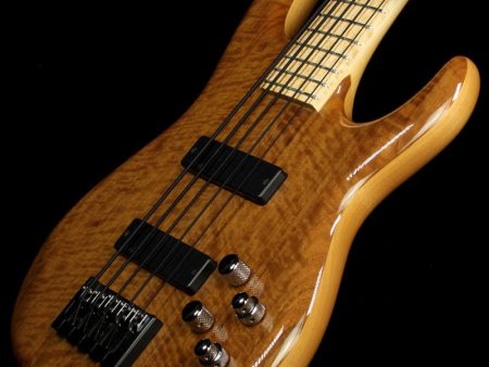 Used 2006 Carvin LB75 Figured Walnut Five String Electric Bass Natural For Sale