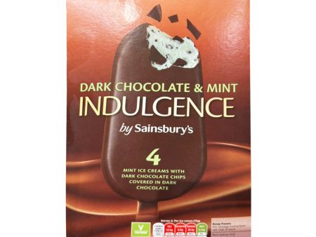 Sainsbury s Dark Chocolate and Mint Indulgence Ice Cream Sticks 110ml x 4 Discount