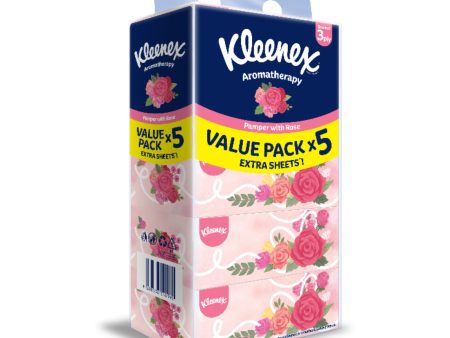 Kleenex Scented Rose Facial Tissues Box 3Ply 80pcs x 5 Online now