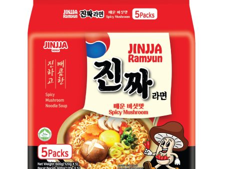 Jinjja Ramyun Spicy Mushroom 120g x 5 Hot on Sale